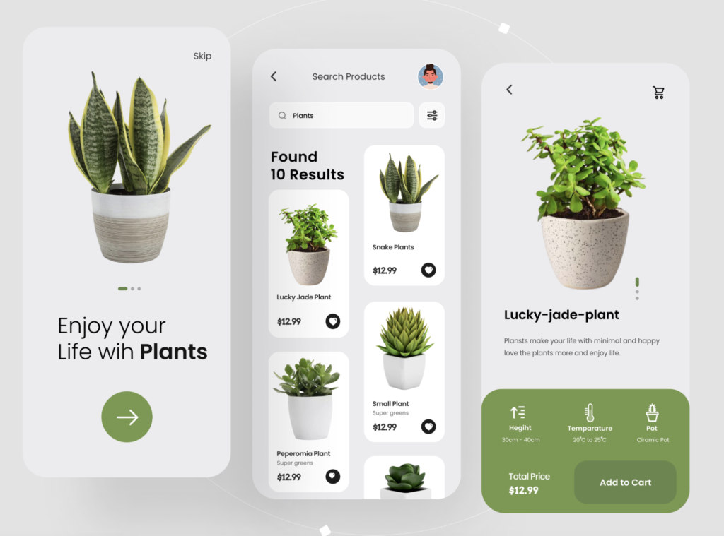 Beautiful Plants App UI design using flutter and firebase source code