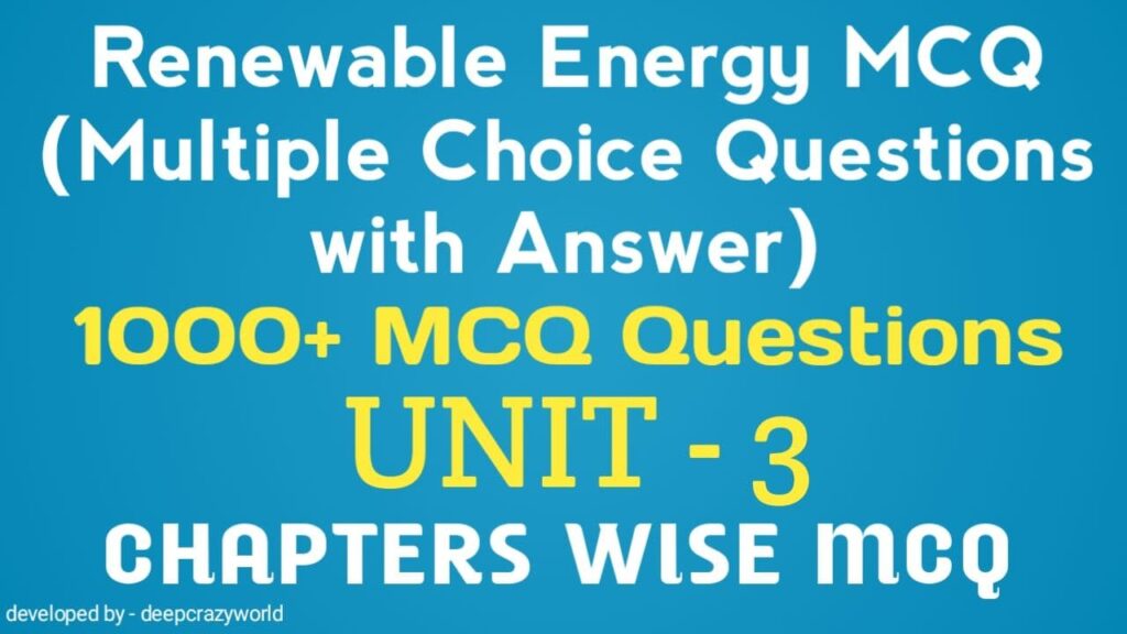 Renewable Energy MCQ (Solar Thermal System) Unit - 3