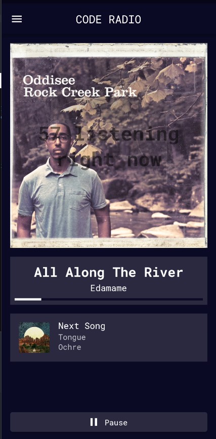 Flutter Music Radio App using FreeCodeCamp Radio API