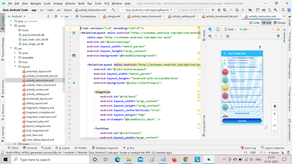 Quiz App- Make Offline Quiz App with category wise in Android studio