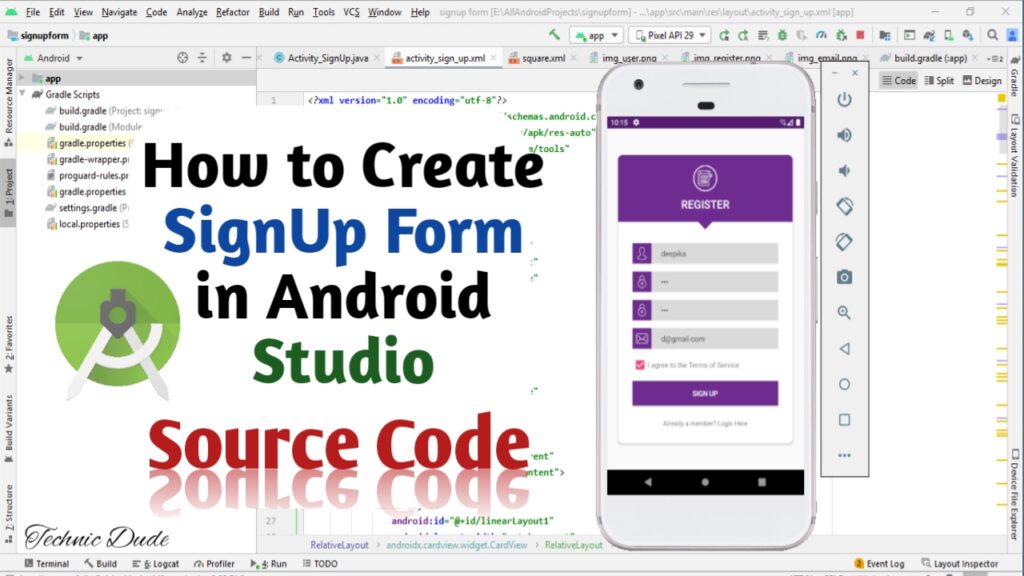 How to Create Material Design Signup Form in Android Studio
