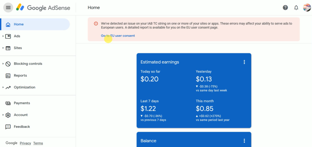 We've detected an issue on your IAB TC string on one or more of your site