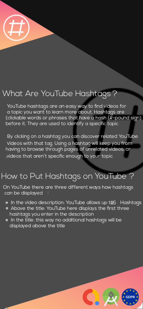 <img src="hash.png" alt="hashtags generator android app">