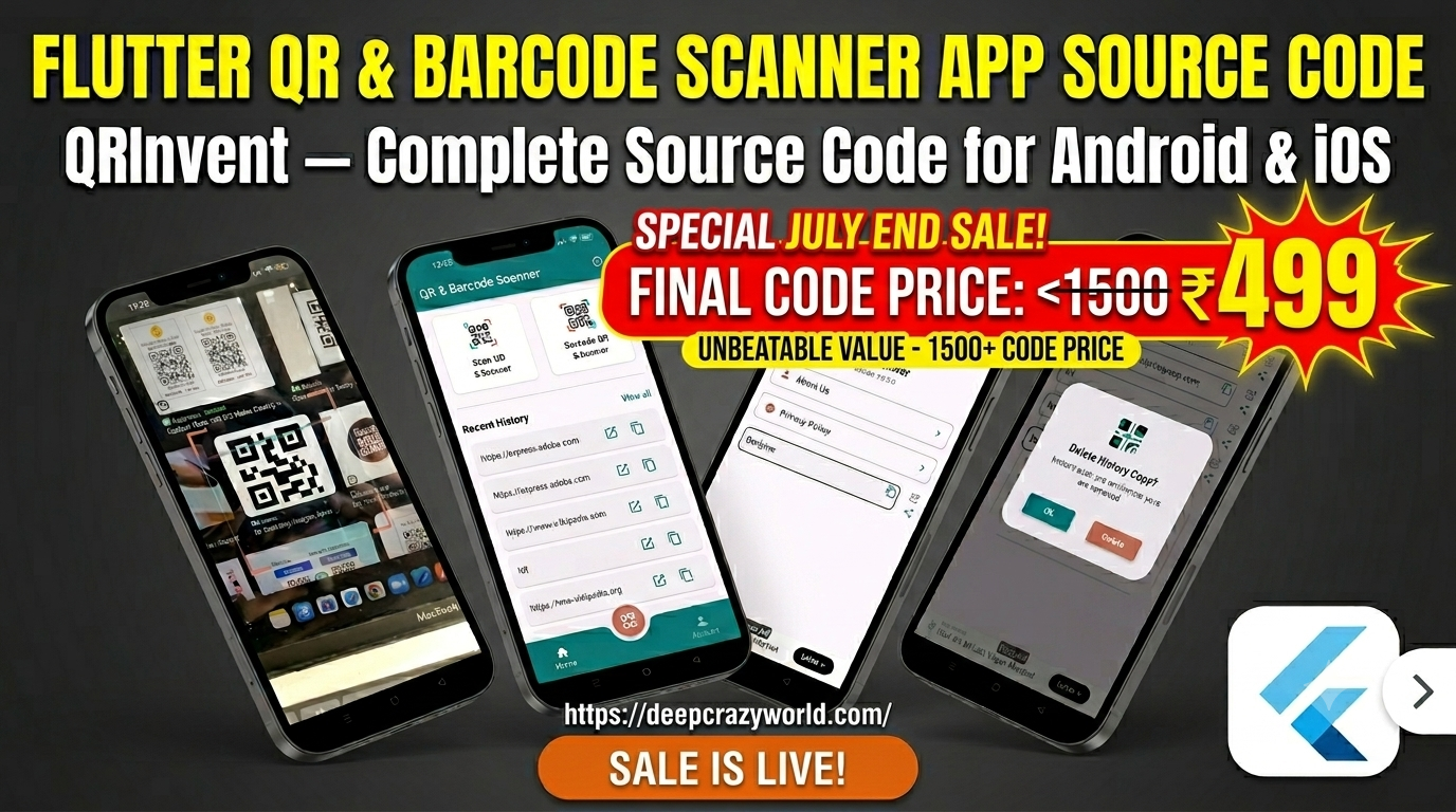 QRInvent — Flutter QR & Barcode Scanner App Source Code for Android & iOS