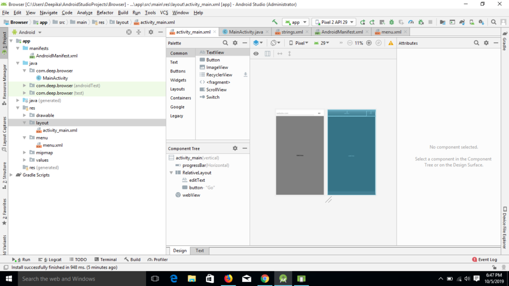 Browser App Android Application using Android Studio