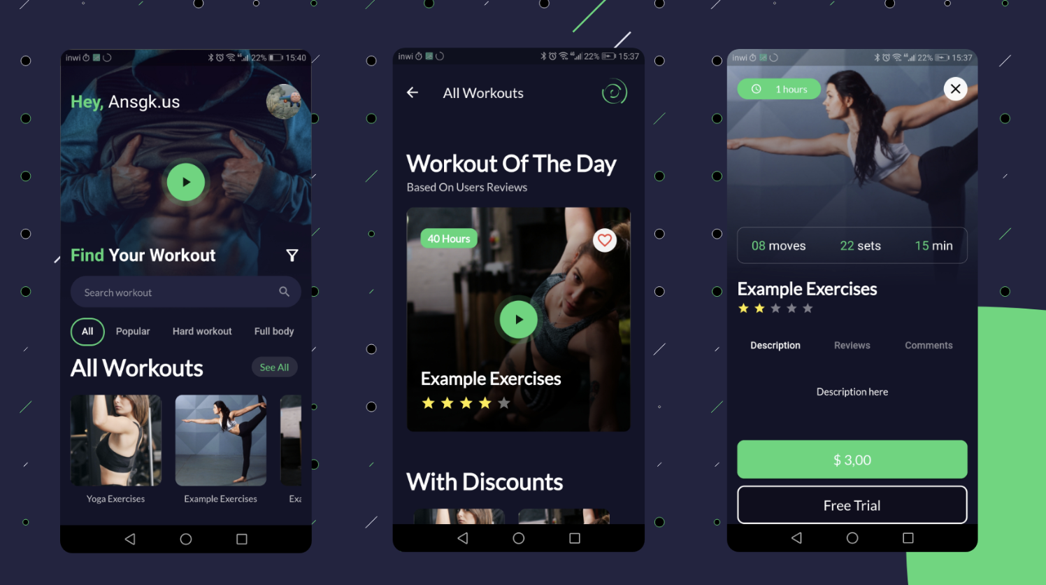 Workout Fitness App built using Flutter for android and iOS